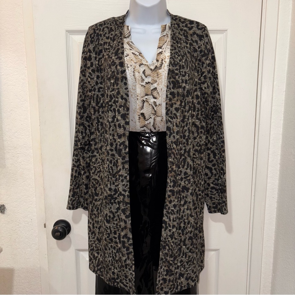 Leopard Print 🐆 Open Front Cardigan Sweater from Apt. 9 | size: Large - Picture 3 of 8